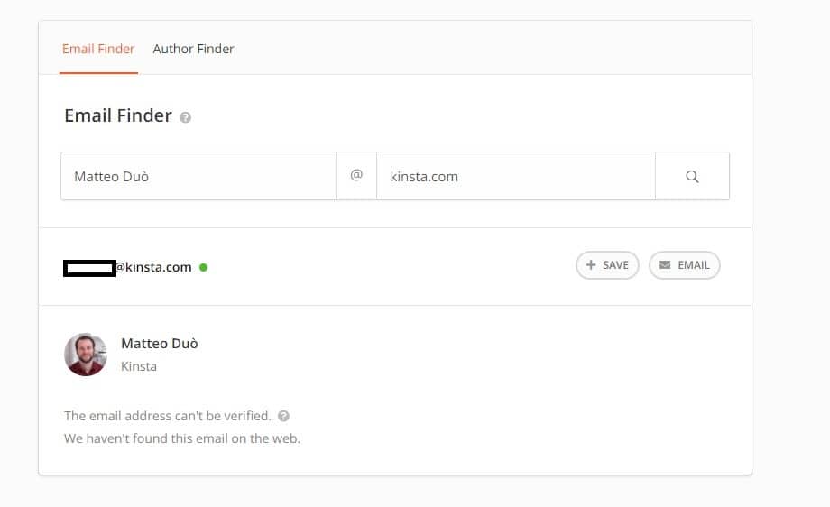 finding contact information of a specific person in organization using hunter for blogger outreach